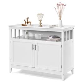 Ecooso - Large Storage Kitchen Pantry Cabinet, Modern Wood Cupboard with Shelves for Dining Room - White