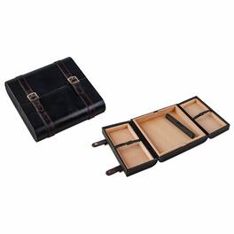 Prestige - Azure Travel Cigar Humidor - Black Leather with Rich Red Stitching
