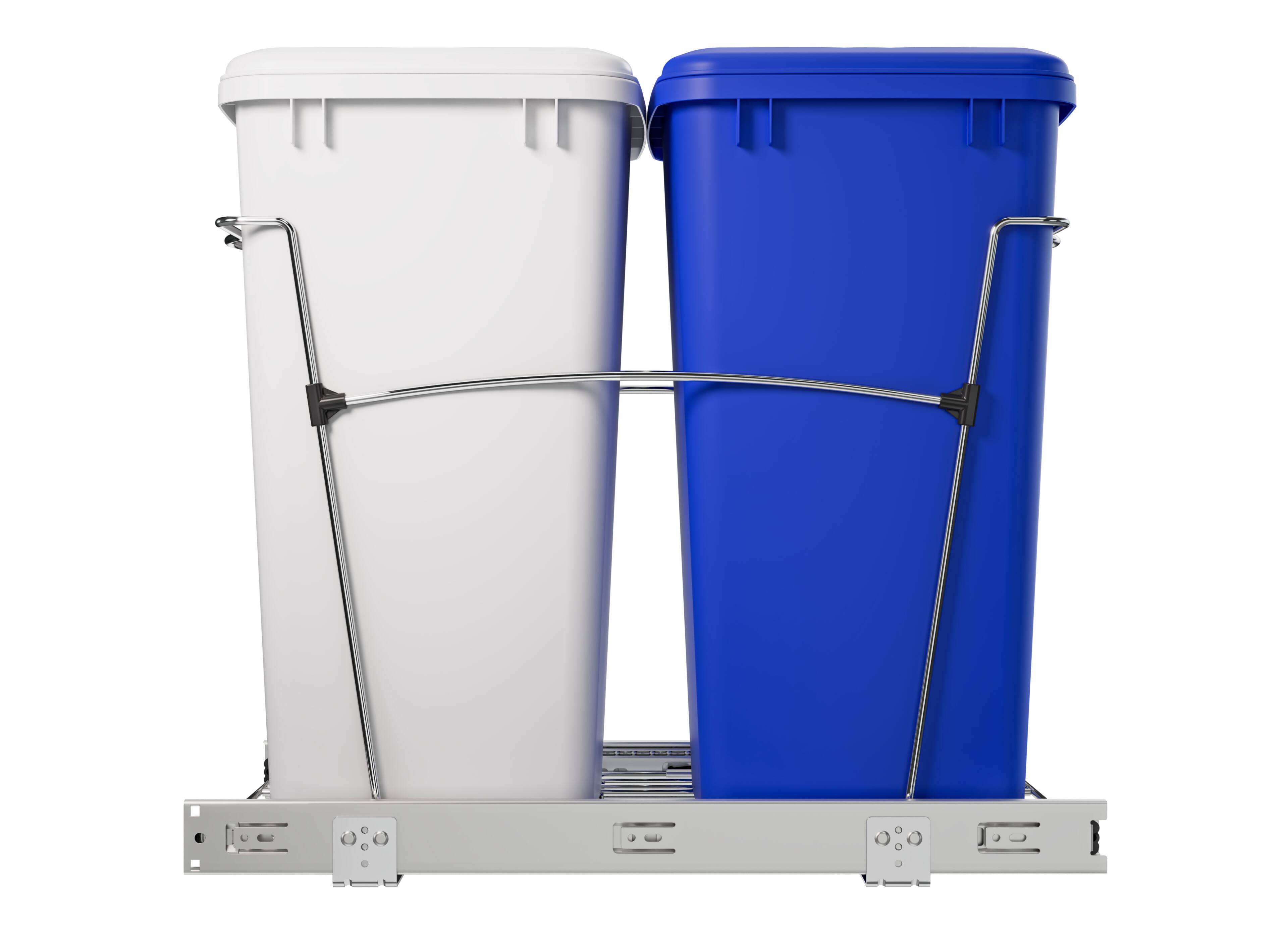 Alt View 8. Rev-A-Shelf - Rev-A-Shelf Double Pullout Trash Can 35 qt. for Kitchen, RV-18KD-11RC-S - Blue/white.