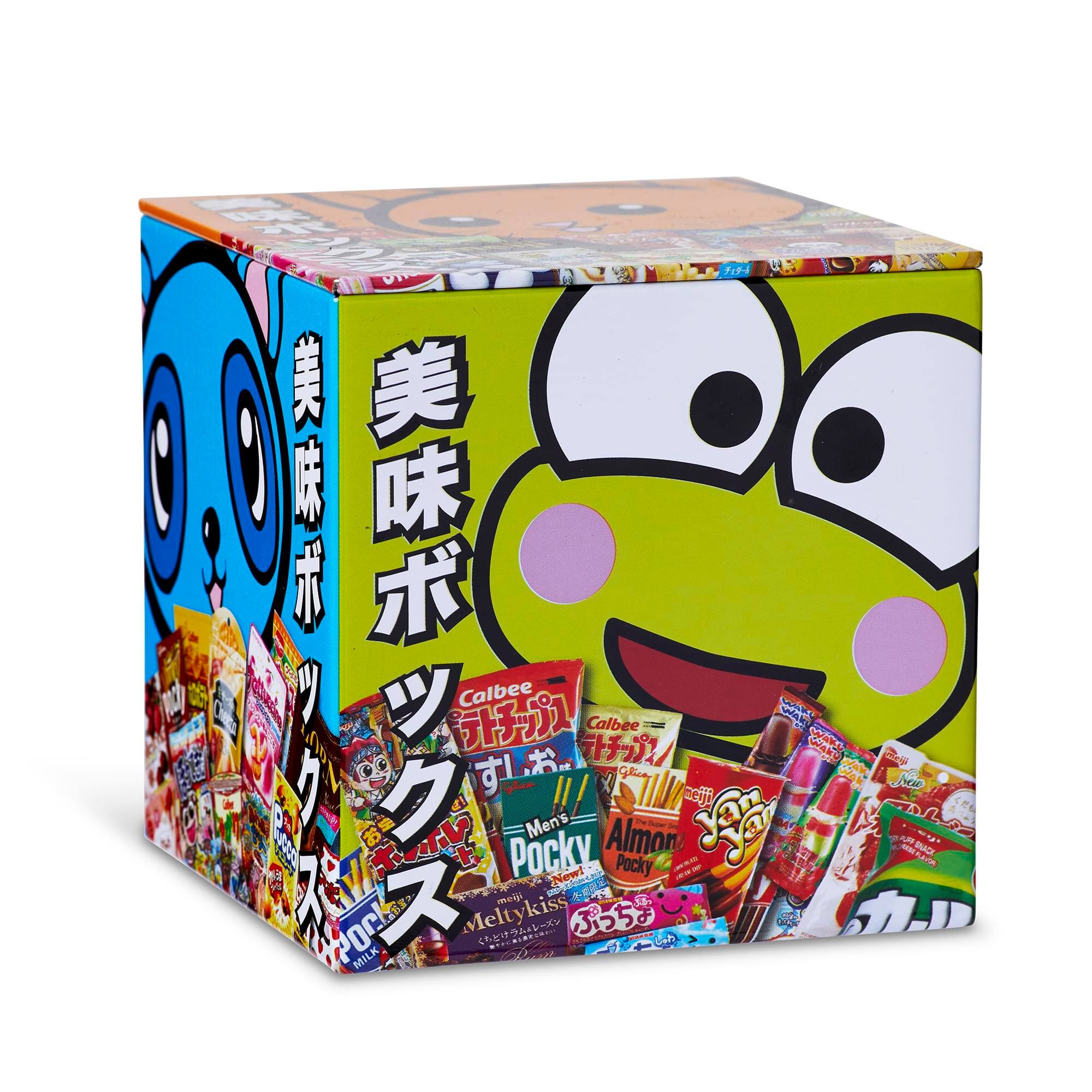 Sure, here is the corrected and grouped text from the image:

**Front Side:**
- 美味ポックリ
- Calbee
- Meltykiss
- Almond Pocky

**Side 1:**
- Calbee Meltykiss
- Calbee Almond Pocky

**Side 2:**
- Calbee
- Pocky
- Almond Pocky

**Top:**
- (Various Japanese text and images, not fully legible)

**Additional Text:**
- New!
- 20 ARFINACE MILK

This text is grouped based on the visible sides and sections of the packaging.