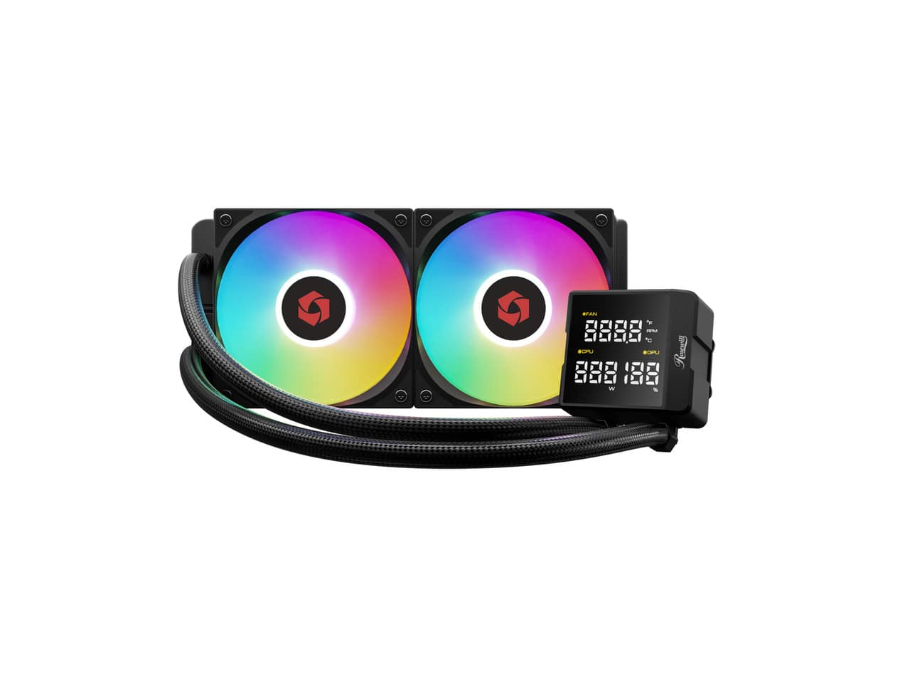 Rosewill - FROSTMAX 240mm ARGB AIO CPU Cooler - Digital Display, 2x ARGB PWM Fans, AMD AM5/AM4 & Intel LGA 1851/1700 - Black
