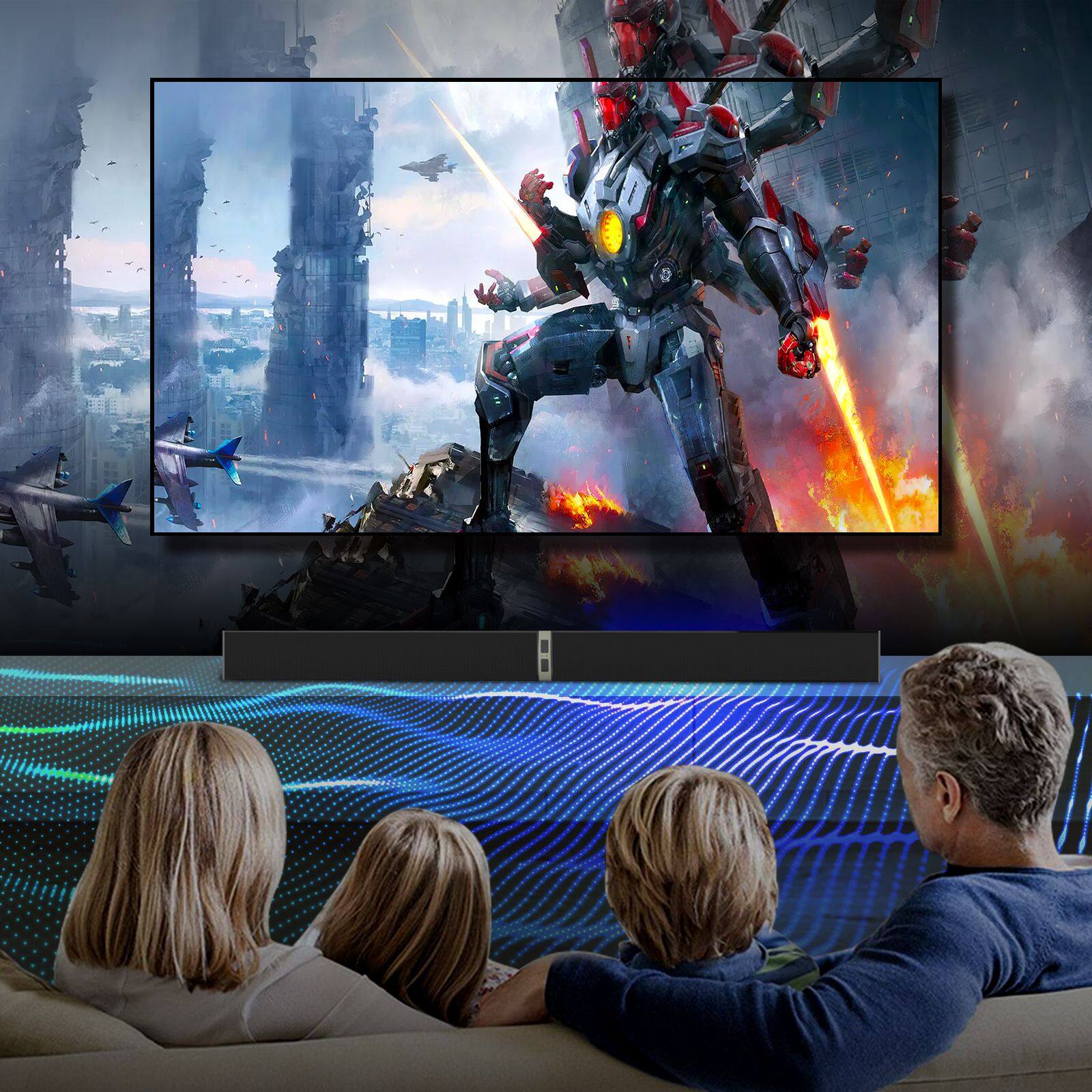 Alt View 7. COWIN - Bluetooth Soundbar 80W Wireless TV Soundbars 32inch Split 2 in 1 Detachable Sound Bar for Smart TV - silver.