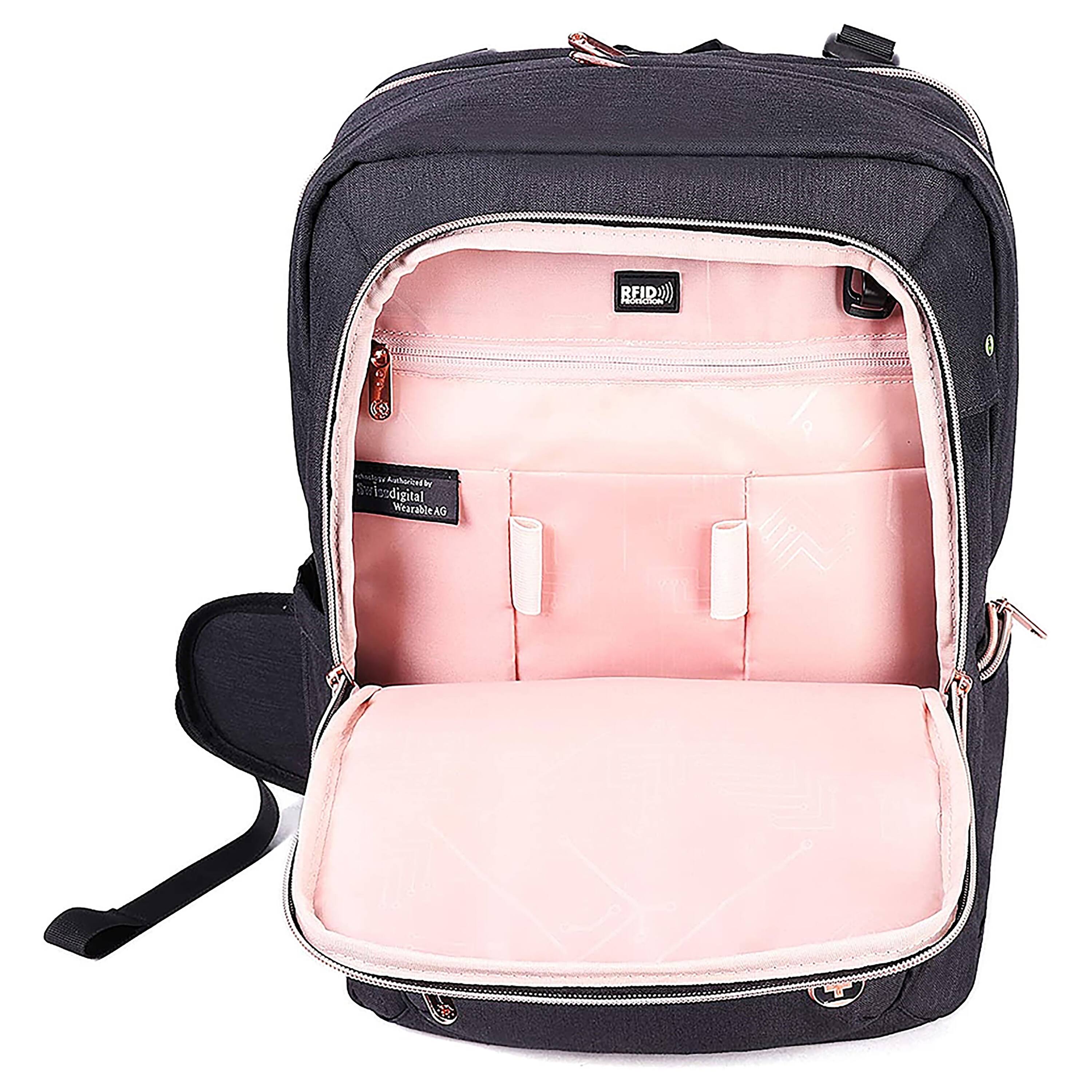 Alt View 11. Swissdigital Design - Katy Rose Massage Backpack - Black and Rose Gold.
