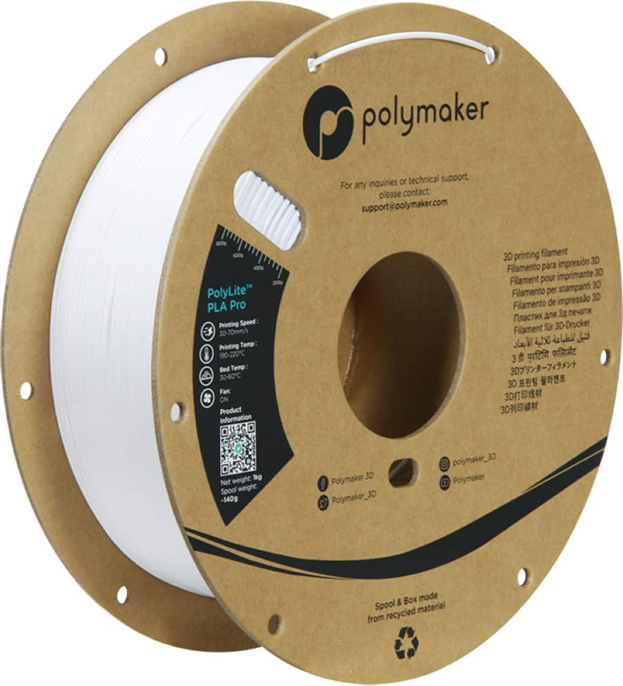 Polymaker - PLA Pro Filament - White - Front_Zoom