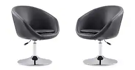 Manhattan Comfort - Hopper Modern Upholstered Swivel Lounge Chair - Set of 2 - Black