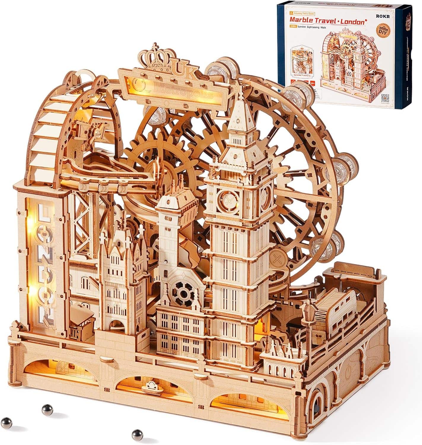 Robotime - ROKR 3D Wooden Puzzles for Adults, Marble Travel London,431Piece 3D Puzzles, Marble Run Gift for Adults - Brown price history on PriceWatchPro