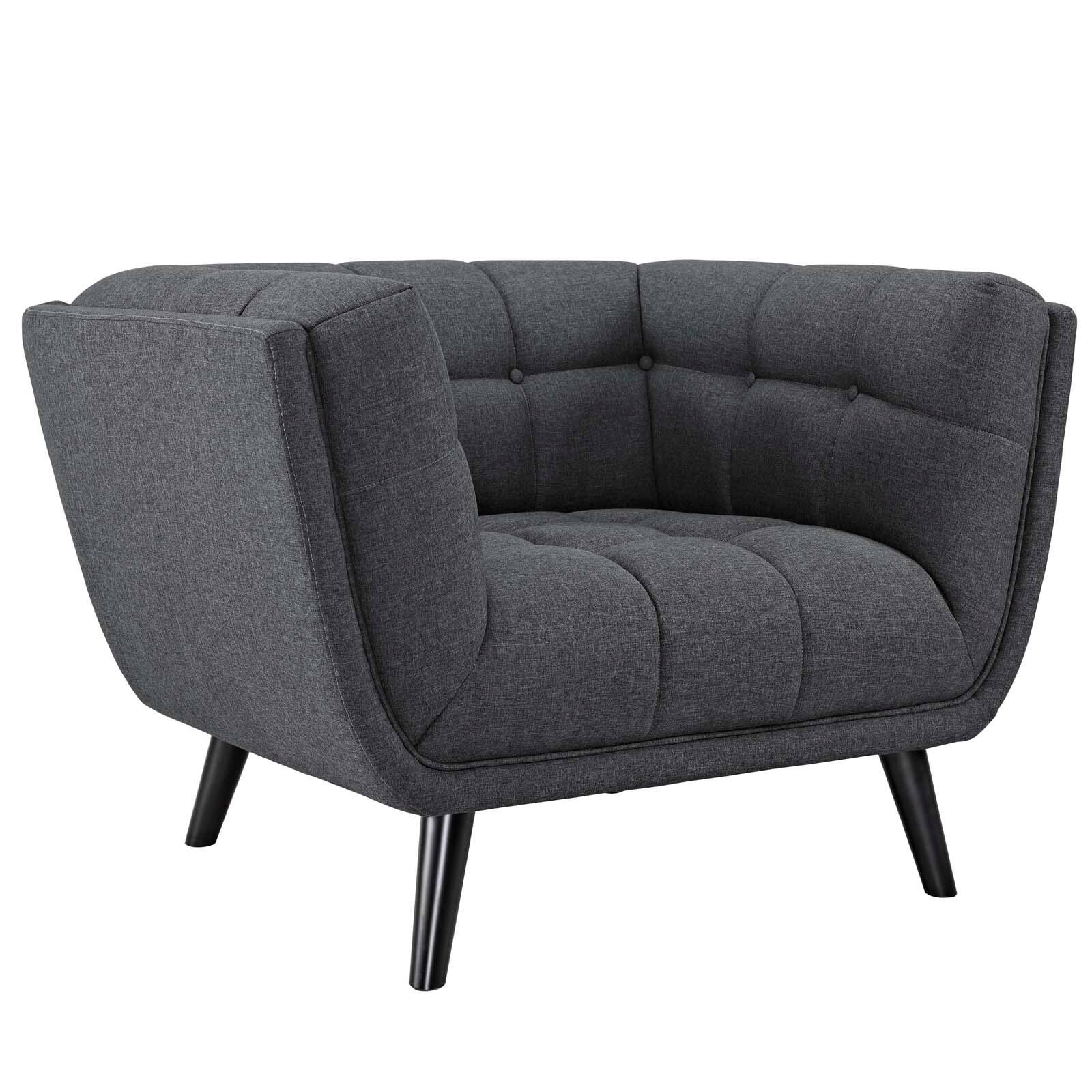 Angle. Modway - Bestow Upholstered Fabric Armchair by Modway - Gray.