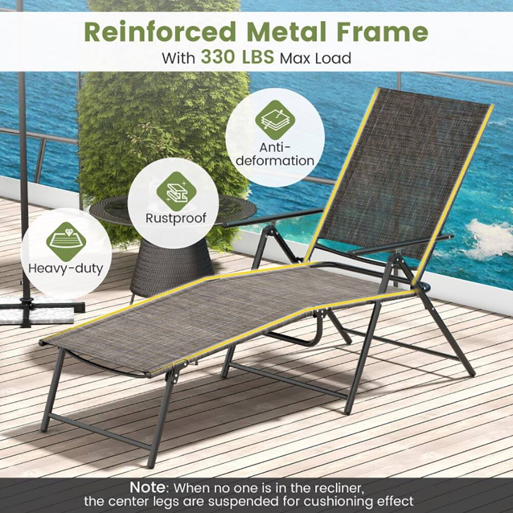 Reinforced Metal Frame  
With 330 LBS Max Load  

- Anti-deformation  
- Rustproof  
- Heavy-duty  

Note: When no one is in the recliner, the center legs are suspended for cushioning effect
