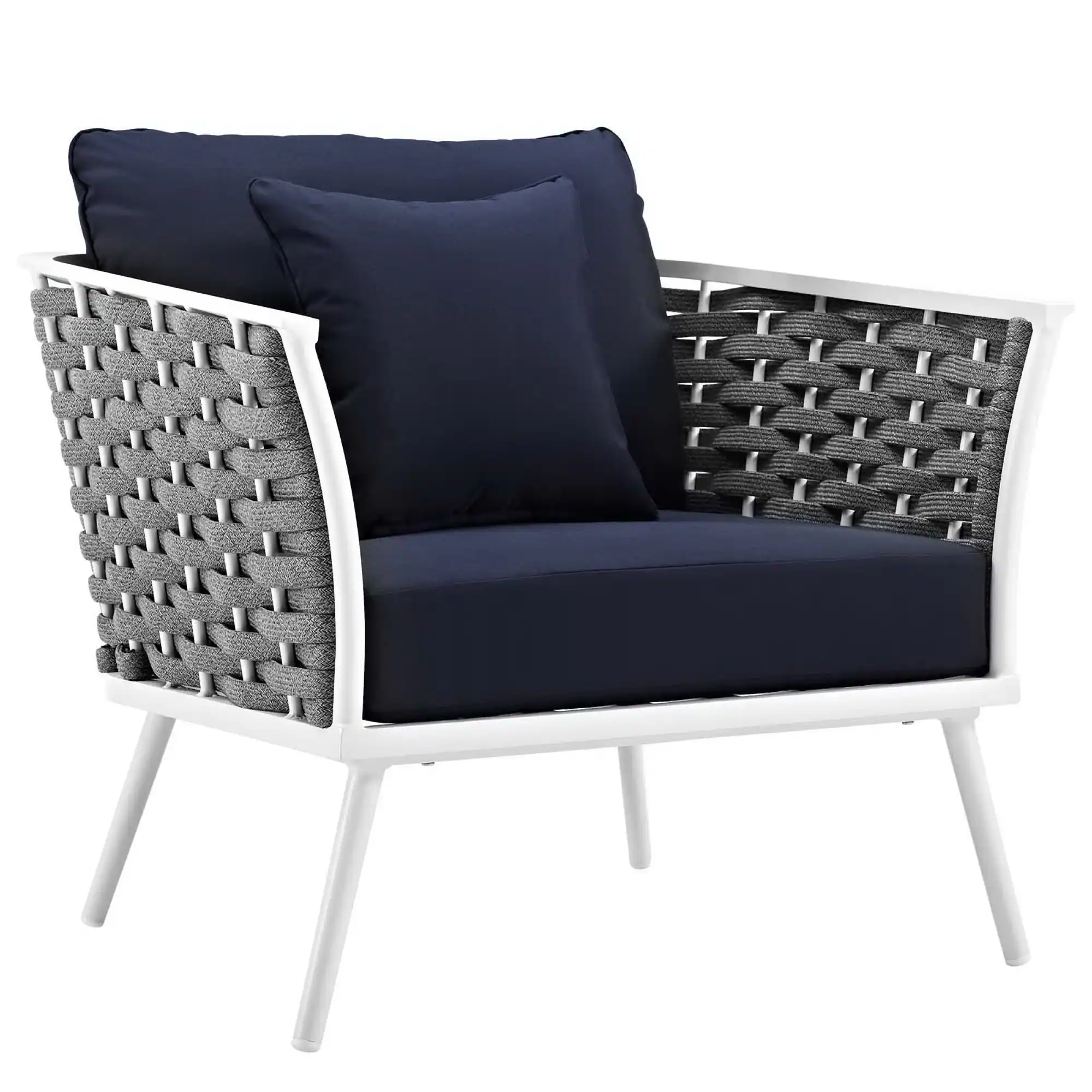 Angle. Modway - Stance Outdoor Patio Aluminum Armchair by Modway - White Navy.