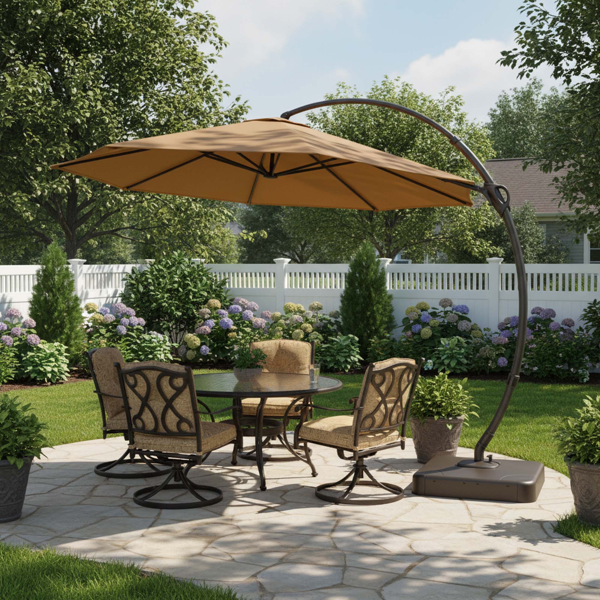 Alt View 1. Boyel Living - 11ft Tan Luxury Cantilever Patio Umbrella UV Protection - Tan.