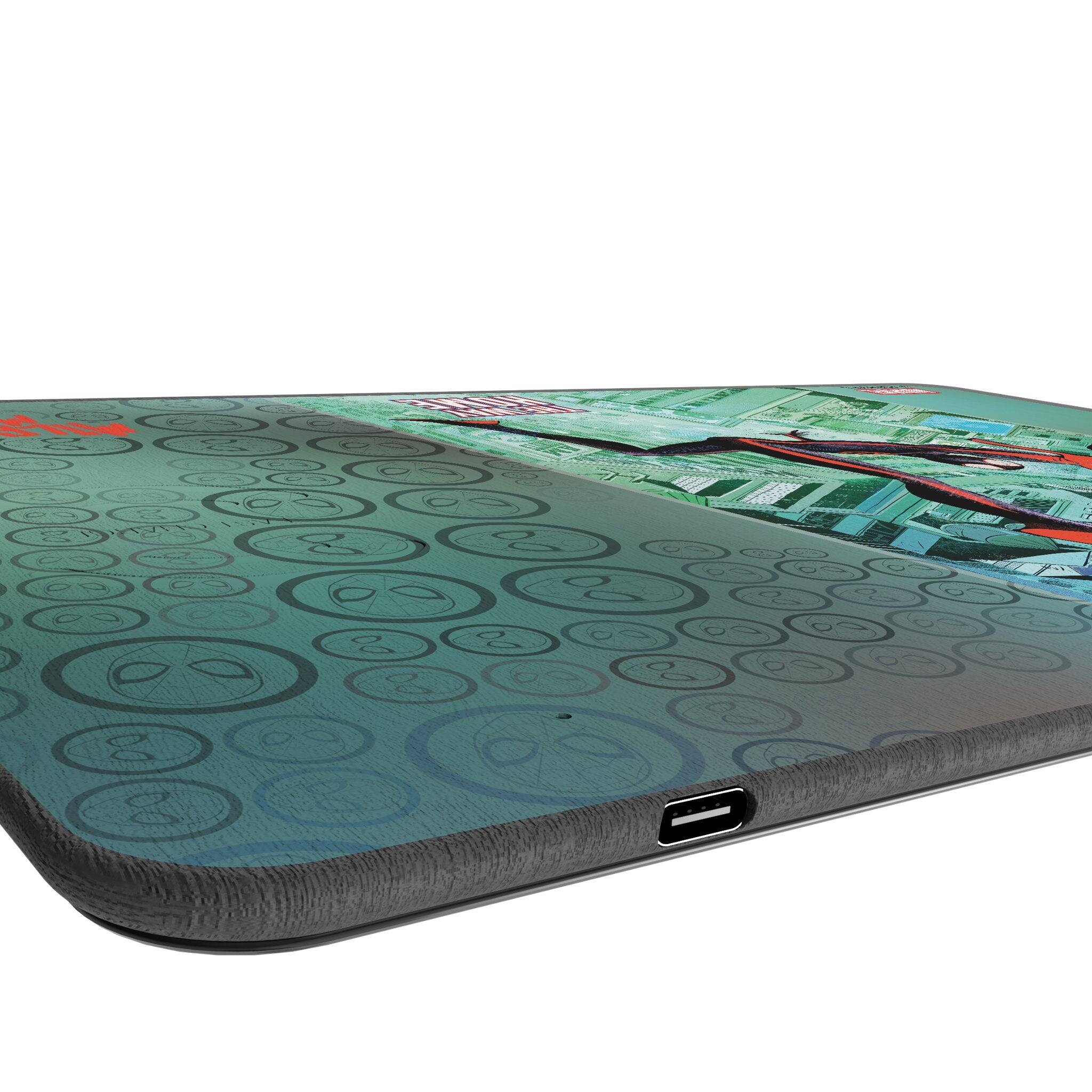 Left. Keyscaper - Marvel Classic Cover 15-Watt Wireless Charger and Mouse Pad - Miles Morales.