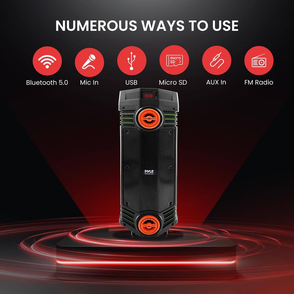 NUMEROUS WAYS TO USE

- Bluetooth 5.0
- Mic In
- USB
- Micro SD
- AUX In
- FM Radio