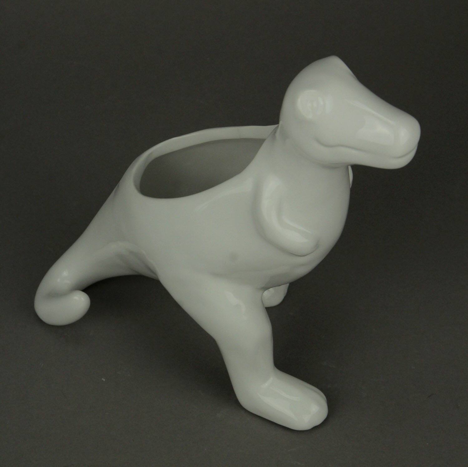 Alt View 1. Napco - White Ceramic Tyrannosaurus Rex Dinosaur Jurassic Decor Planter - White.
