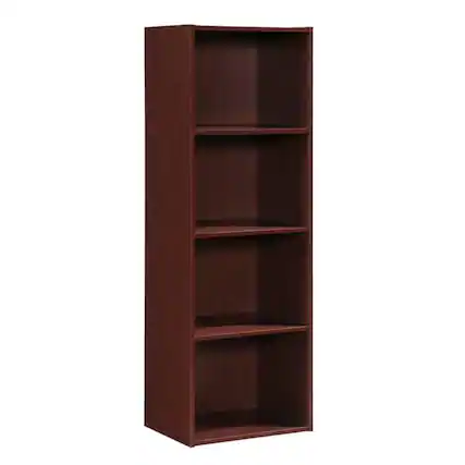 Front. Hodedah - Hodedah 12 x 16 x 47 Inch 4 Shelf Bookcase and Office Organizer, Mahogany Finish - Mahogany.