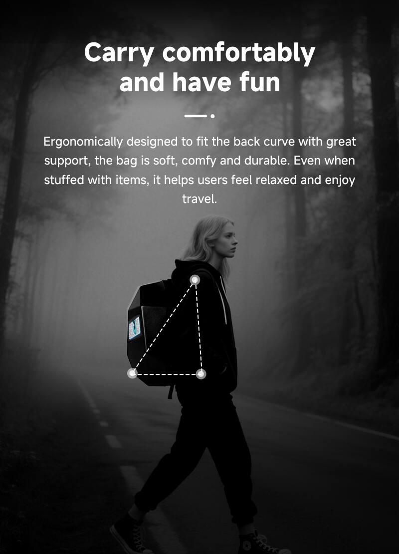 Carry comfortably and have fun

Ergonomically designed to fit the back curve with great support, the bag is soft, comfy and durable. Even when stuffed with items, it helps users feel relaxed and enjoy travel.
