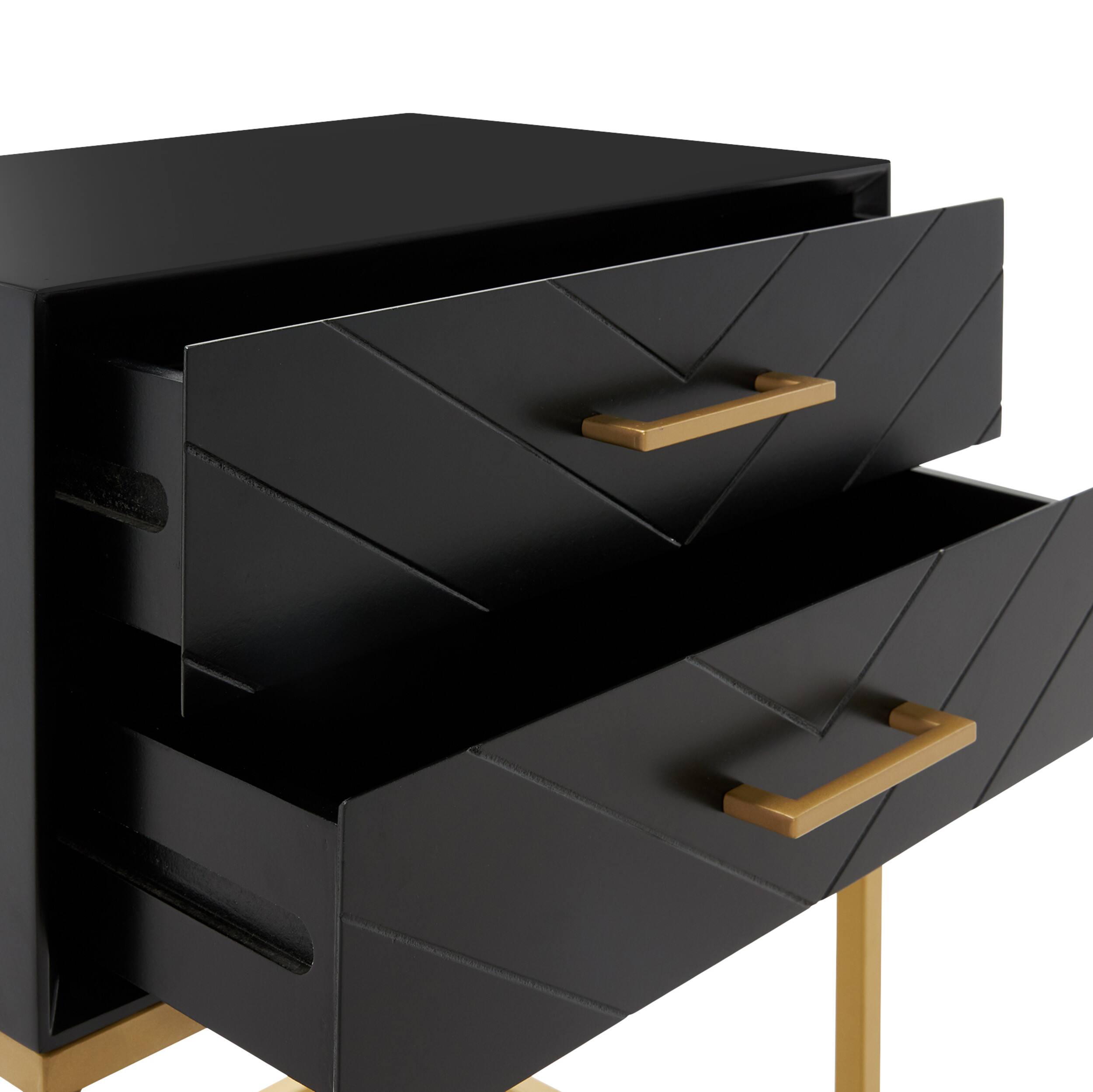 Alt View 12. Tommy Hilfiger - Ellias 2-drawer Bedside Table - Black and Gold.