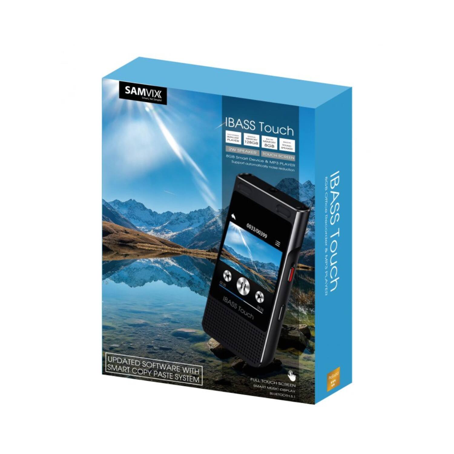 SAMVIX  
BASS Touch

- 128GB
- 80GB
- 16W SPEAKER
- TOUCHSCREEN
- Smart Device & MP3 Player
- Updated automatically noise reduction
- IBASS Touch
- FULL TOUCH SCREEN
- SMART MUSIC PLAYER
- SMART MUSIC CONTROL
- BLUETOOTH 4.1
- UPDATED SOFTWARE WITH SMART COPY PASTE SYSTEM