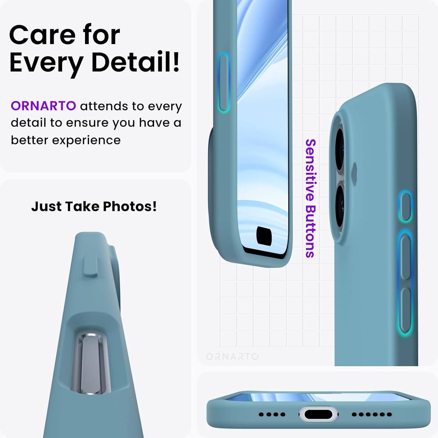 Care for Every Detail! ORNARTO attends to every detail to ensure you have a better experience. Just Take Photos! Sensitive Buttons. ORNARTO