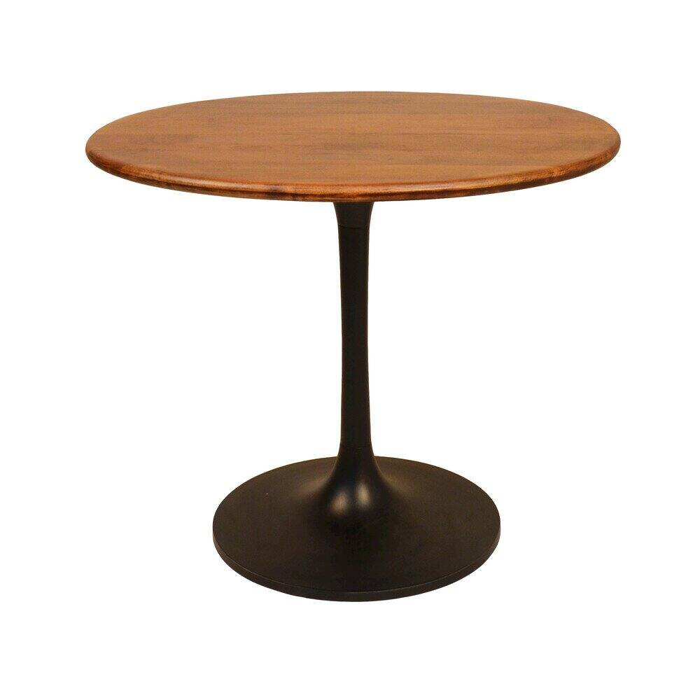 Front. Carolina Chair & Table - Alden Wood Top 36" Round Dining Table and 4 Laurant Upholstered Dining Chairs - Elm, Black.