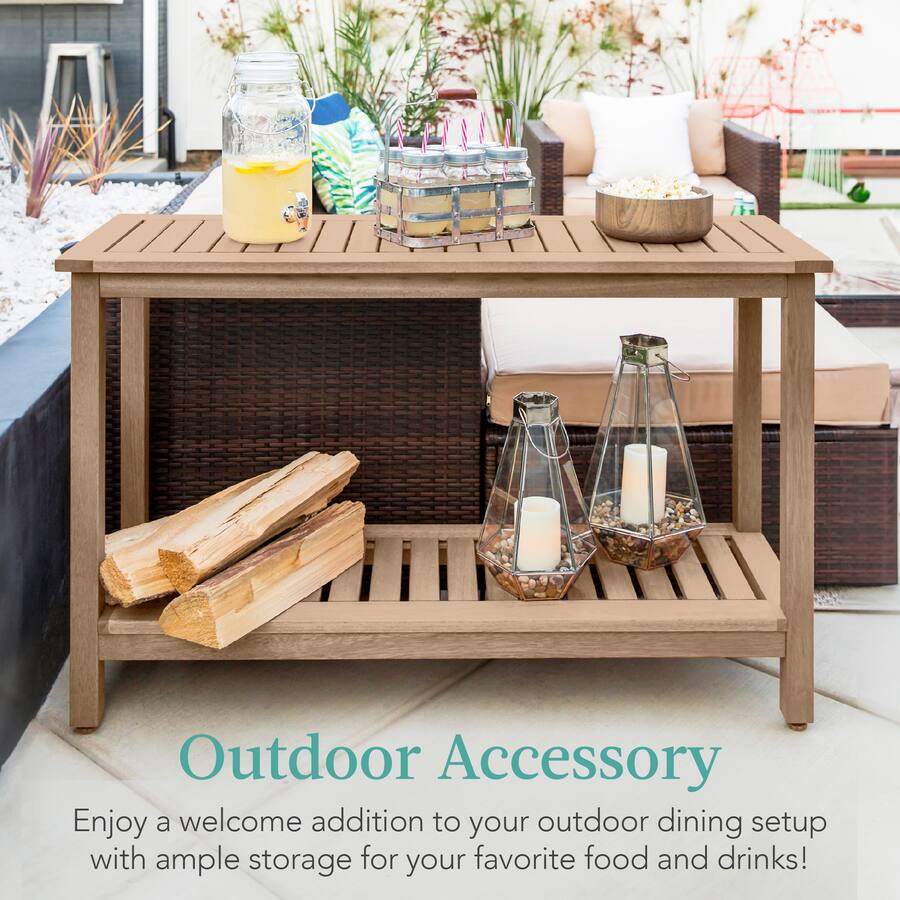 Best Choice Products 48in 2 Shelf Indoor Outdoor Wooden Console Table ...