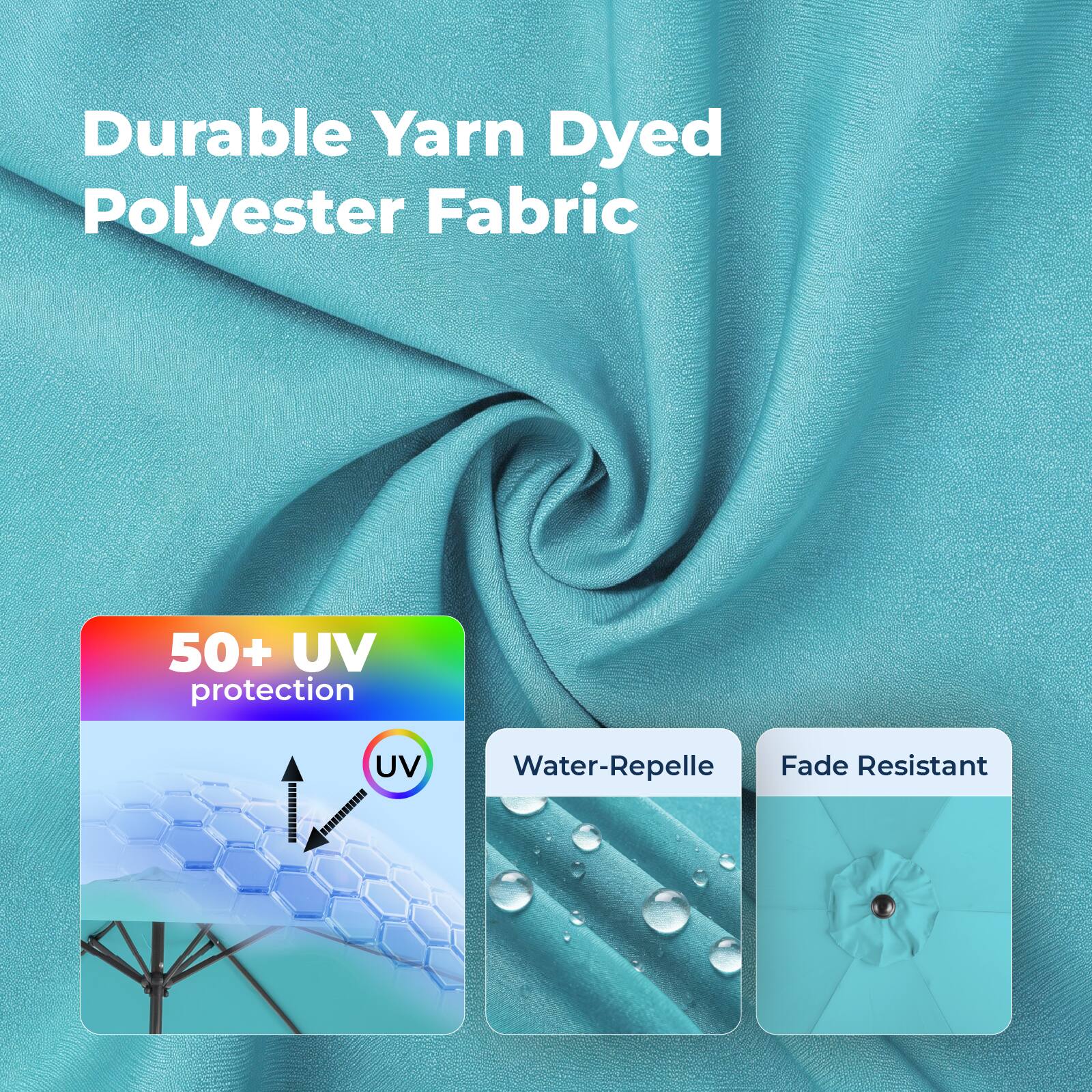 Durable Yarn Dyed Polyester Fabric

- 50+ UV protection
- Water-Repellent
- Fade Resistant