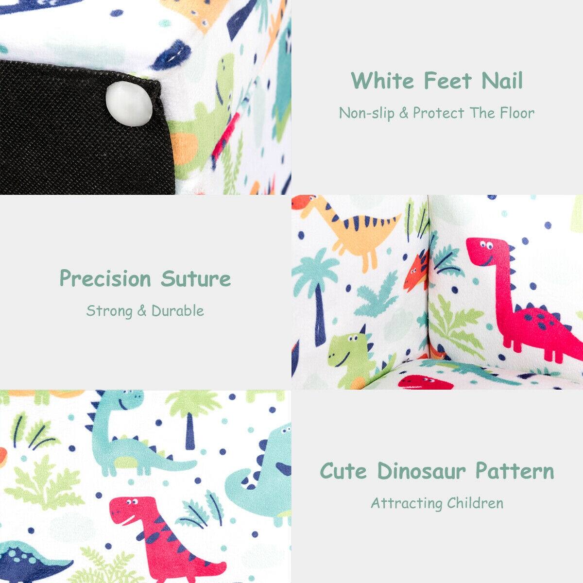 White Feet Nail: Non-slip & Protect The Floor
Precision Suture: Strong & Durable
Cute Dinosaur Pattern: Attracting Children