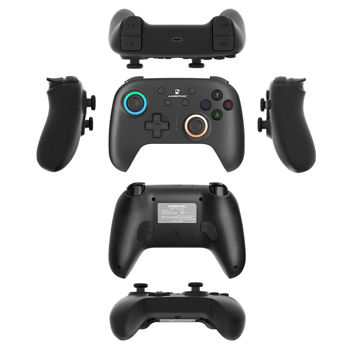 RG P01 Wireless Game Controller with Hall Joysticks RGB Lights and 3-Mode Connection for PC Steam Switch Android iOS