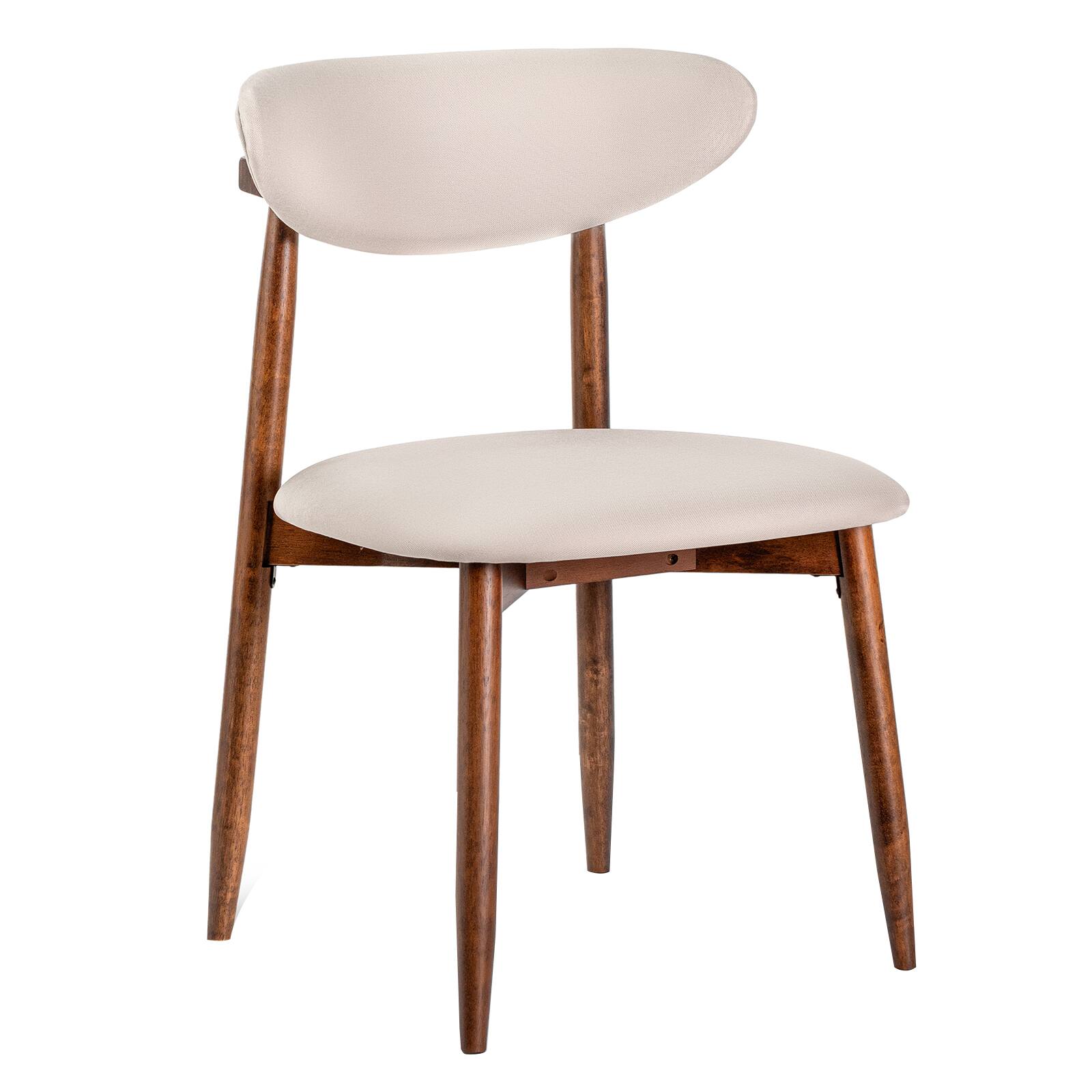 Alt View 8. Costway - Costway 4 PCS Dining Chairs Fabric Upholstered Kitchen Chairs with Curved Backs Padded Seats - Beige + Walnut.