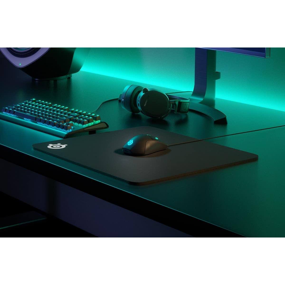 Back. Comfort Essence - Qck Heavy - Large Gaming Mouse Pad Extra Thick Non-sip Rubber Exslusive Microfiber Surface Tracking And - Black-Medium-Stitched Edge.