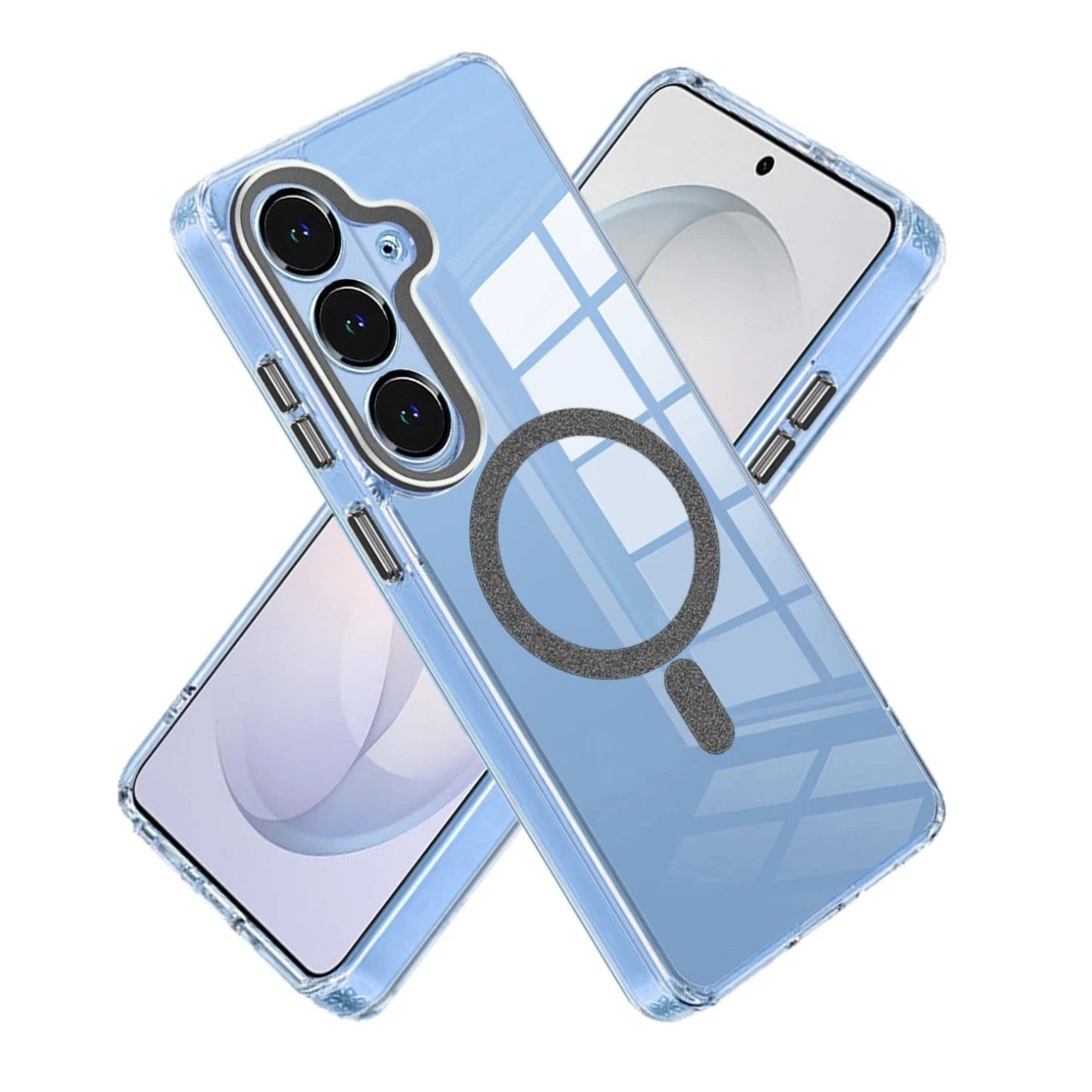 Angle. Kitcheniva - Magnetic Circle Matching Color Trim Phone Case With Tempered Glass For Samsung S26 - Clear.