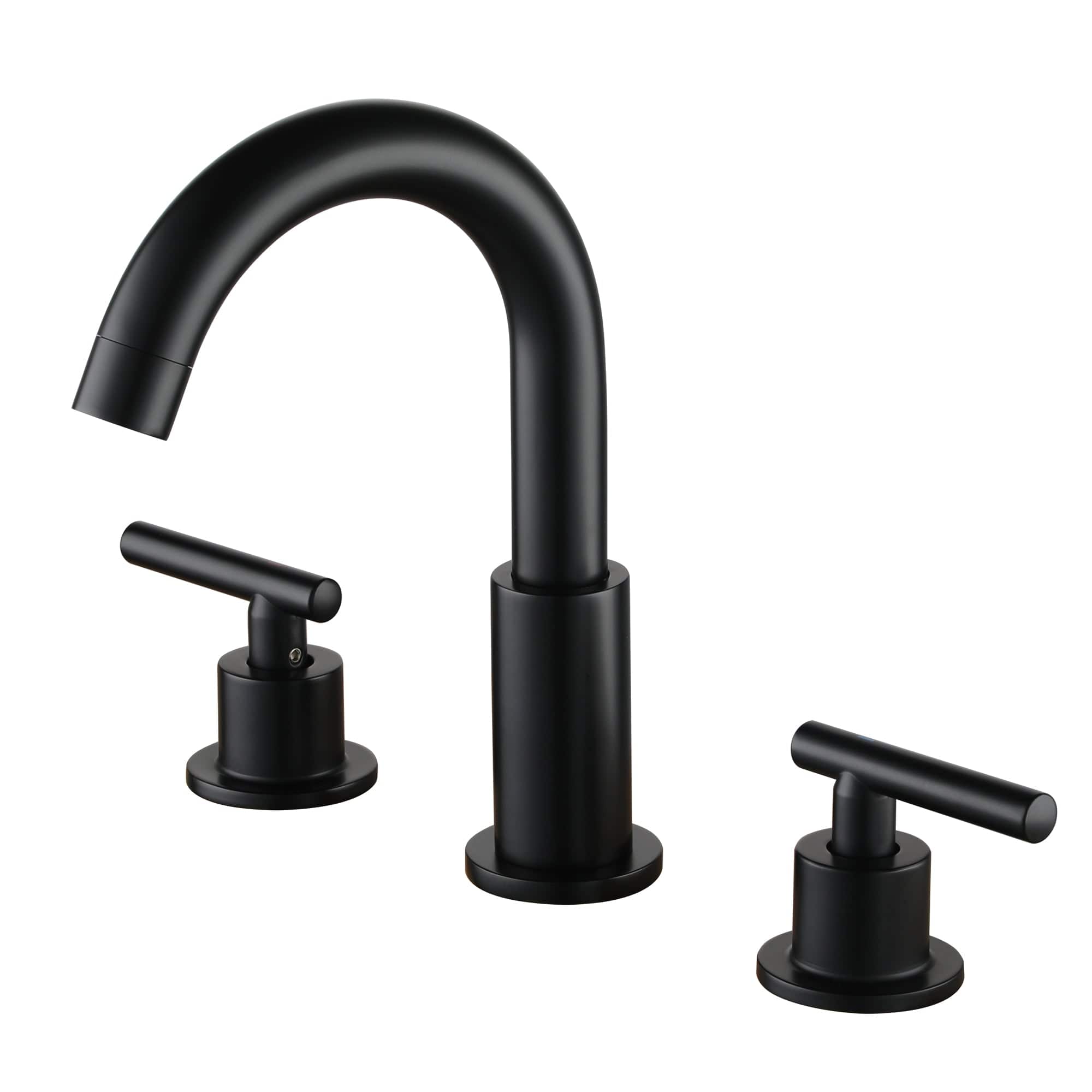 Front. Boyel Living - 8 in. Widespread 2-Handle Mid-Arc Bathroom Faucet with Valve and cUPC Water Supply Lines - Matte Black.