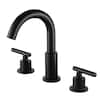 Front. Boyel Living - 8 in. Widespread 2-Handle Mid-Arc Bathroom Faucet with Valve and cUPC Water Supply Lines - Matte Black.