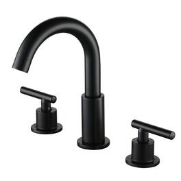 8 in. Widespread 2-Handle Mid-Arc Bathroom Faucet with Valve and cUPC Water Supply Lines