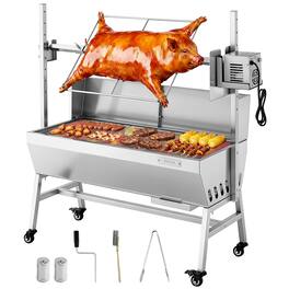 VEVOR - Rotisserie Grill, 38W BBQ Outdoor Pig & Lamb Spit Roaster, Charcoal Spit Roaster with 132 LBS Load Capacity - Stainless steel color