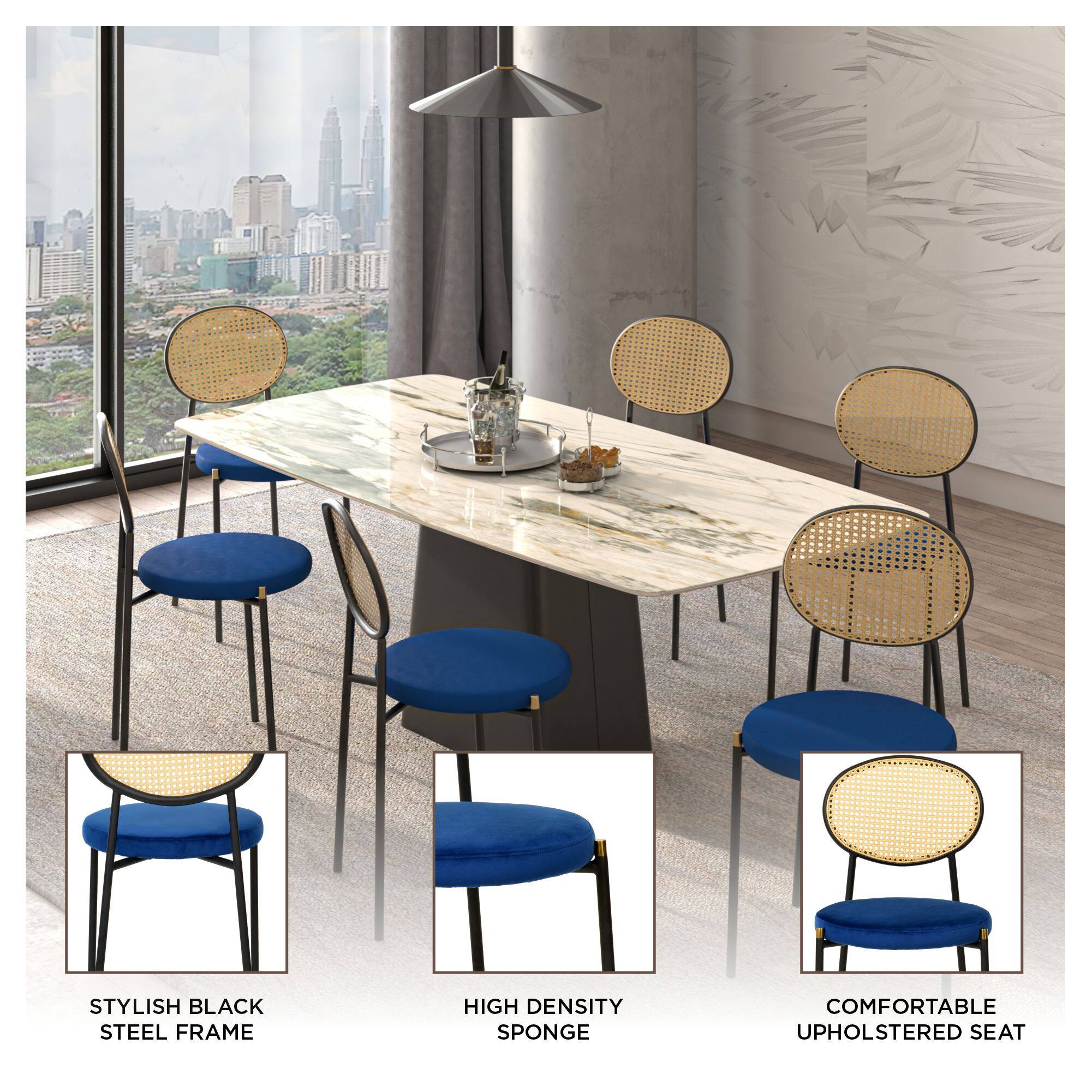 STYLISH BLACK STEEL FRAME  
HIGH DENSITY SPONGE  
COMFORTABLE UPHOLSTERED SEAT