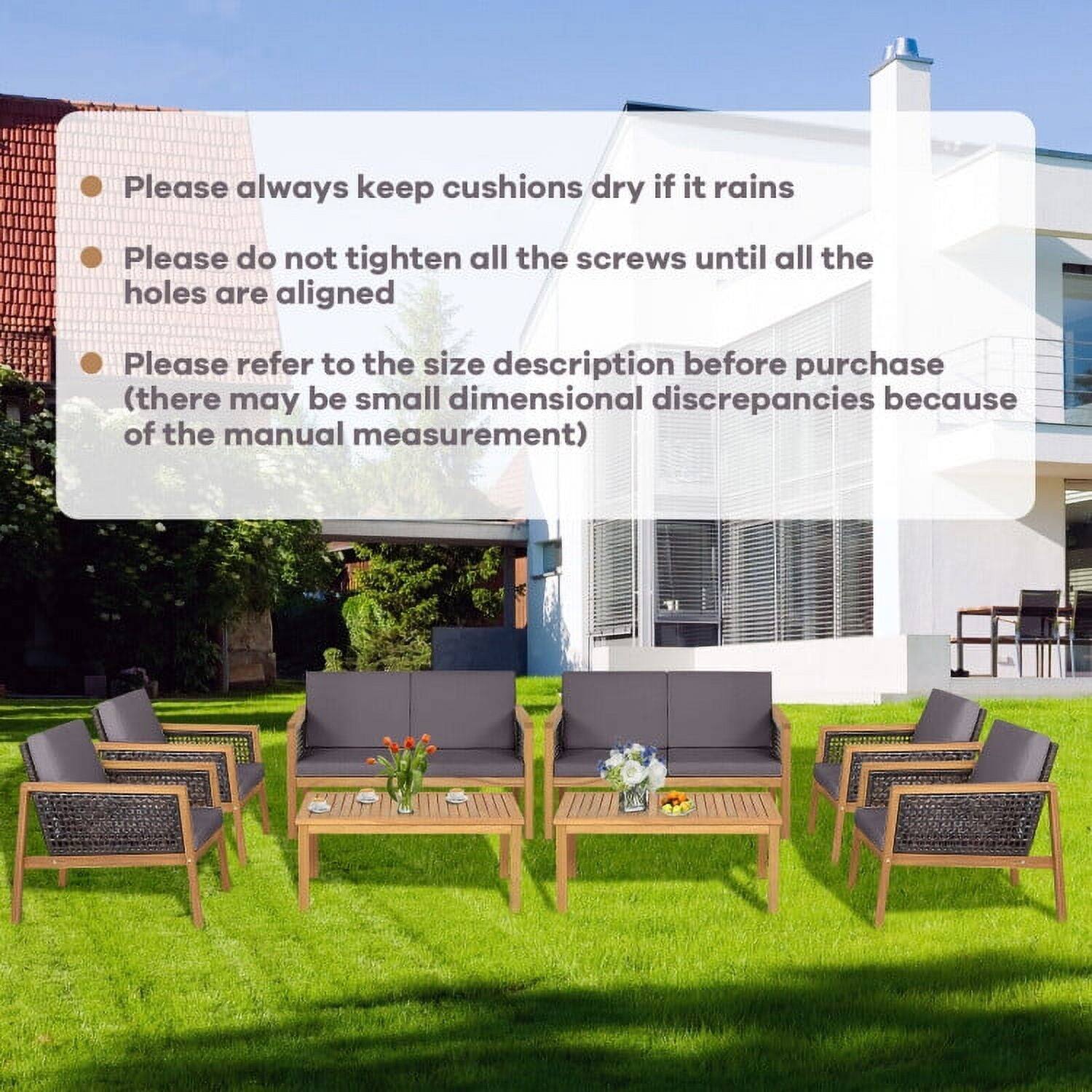 - Please always keep cushions dry if it rains
- Please do not tighten all the screws until all the holes are aligned
- Please refer to the size description before purchase (there may be small dimensional discrepancies because of the manual measurement)