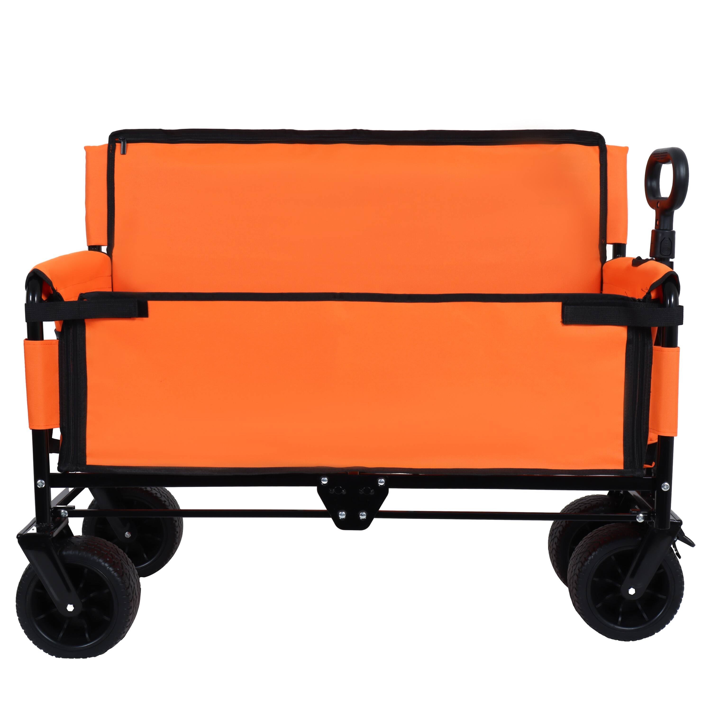 Alt View 1. APRILSOUL - 3-in-1 Convertible Folding Wagon Cart with Bench Seat and Storage Utility 180L Capacity All-Terrain Wheels orange - Orange.