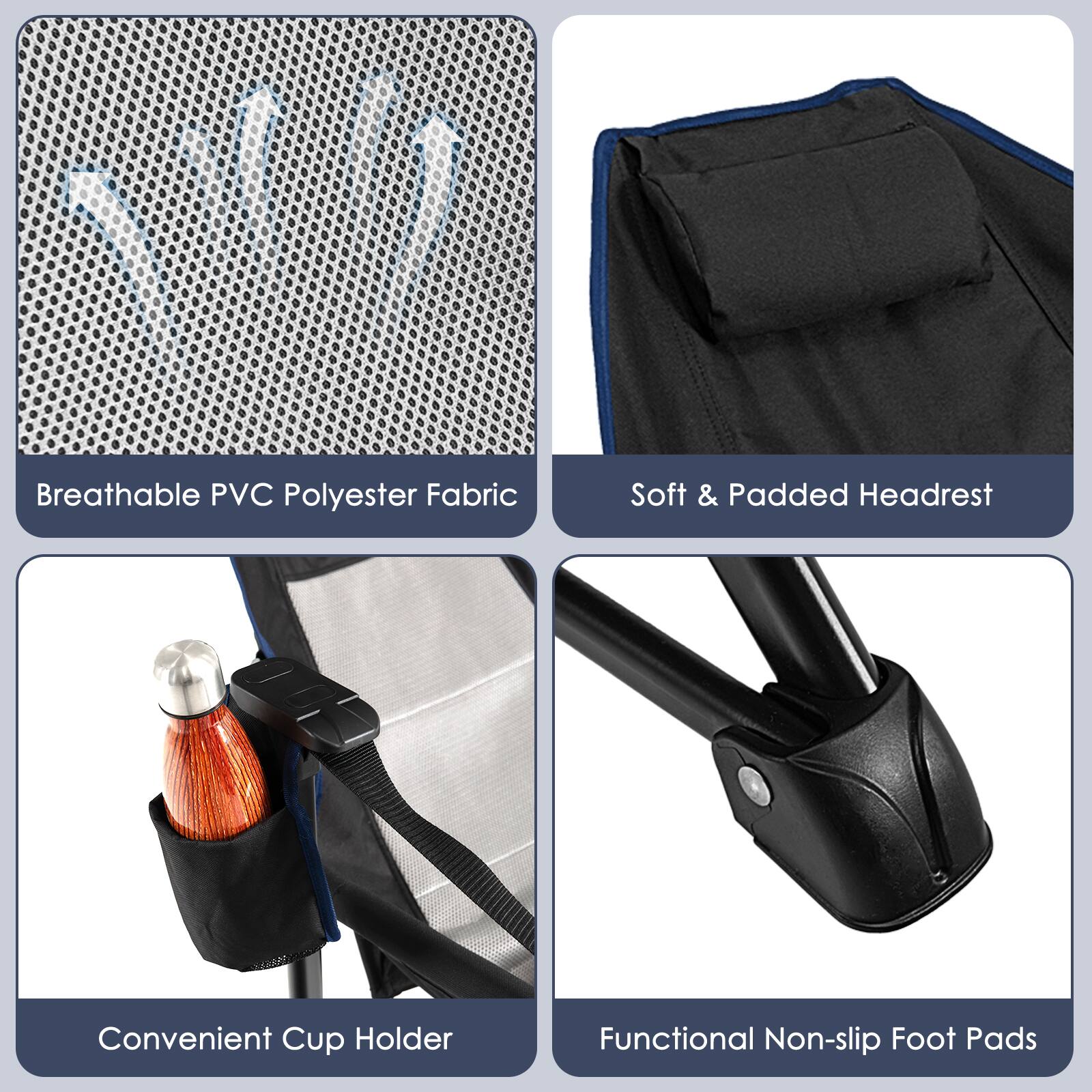 - Breathable PVC Polyester Fabric
- Soft & Padded Headrest
- Convenient Cup Holder
- Functional Non-slip Foot Pads