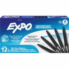 Expo - Wet Erase Markers Fine Marker Point Erasable Black Ink 1 Dozen