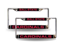 Rico Industries - Ball State Cardinals Chrome Metal Laser License Plate Frame - Set of 2 Frames - Multi