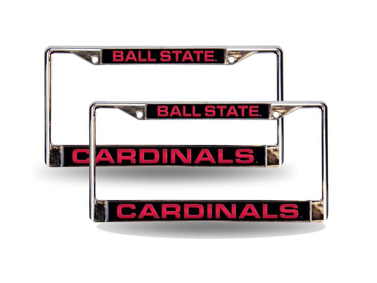 Ball State Cardinals Chrome Metal Laser License Plate Frame - Set of 2 Frames