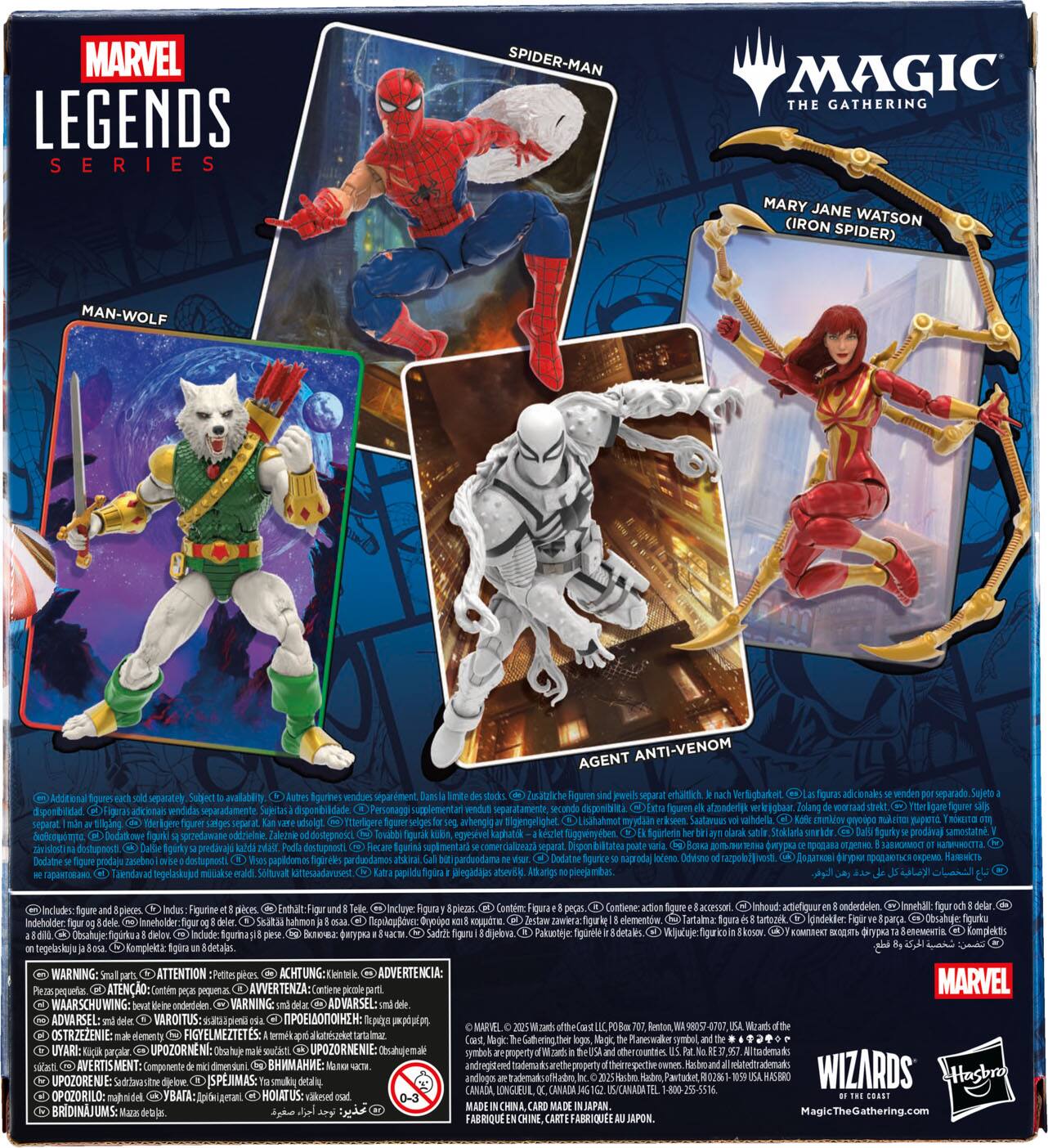 MARVEL LEGENDS SERIES

- SPIDER-MAN
- MAN-WOLF
- AGENT ANTI-VENOM
- MARY JANE WATSON (IRON SPIDER)

Additional figures sold separately. Subject to availability.

Includes figure and pieces. Contiene: Figura y piezas. Enthält: Figur und Teile. Contiene: Figura e 8 piezas. Contient: Figurine et pièces. Inhoud: Figuur en onderdelen. Inhalt: Figur und Teile. Inclus: Figura y 8 piezas. Incluye: Figura y piezas. Inclui: Figura e 8 peças. Incluye: Figura y piezas. Inclui: Figura e 8 peças. Incluye: Figura y piezas. Inclui: Figura e 8 peças. Incluye: Figura y piezas. Inclui: Figura e 8 peças. Incluye: Figura y piezas. Inclui: Figura e 8 peças. Incluye: Figura y piezas. Inclui: Figura e 8 peças
