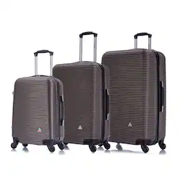 InUSA - Royal lightweight hardside Spinner 3 Piece Luggage Set 20"/24"/28" - Brown