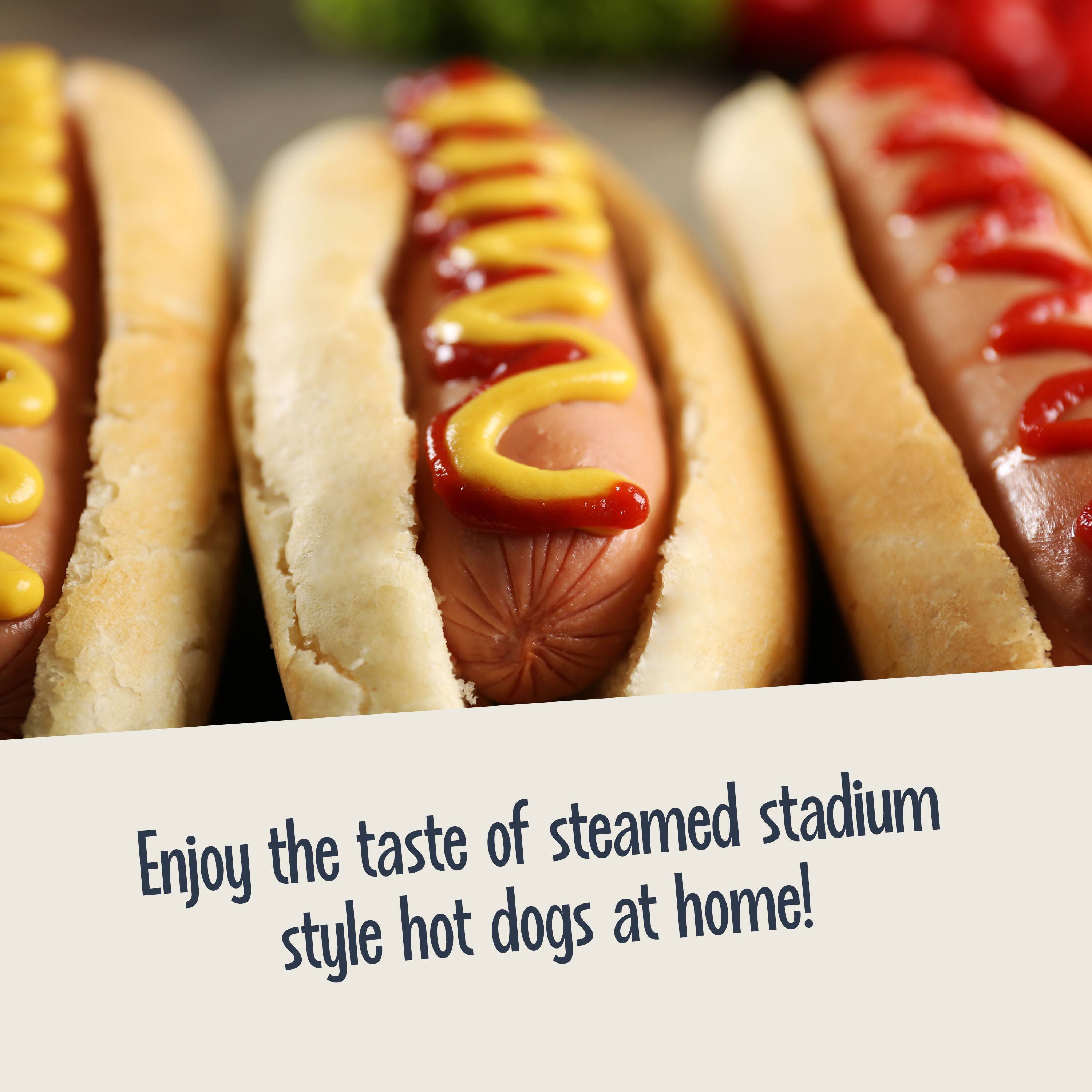 Enjoy the taste of steamed stadium style hot dogs at home!