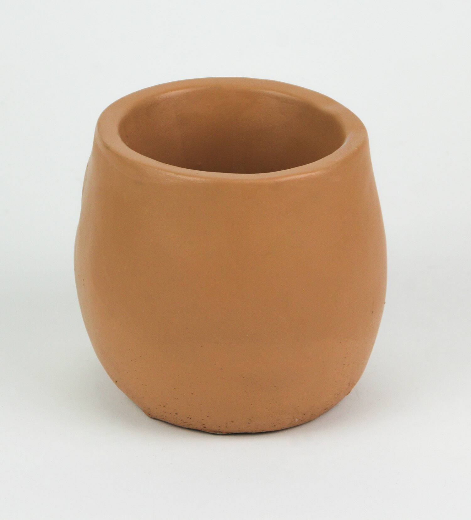 Alt View 2. Mayrich Company - Adorable Sleepy Face Concrete Head Mini Planter 4.5 Inches High - Orange.