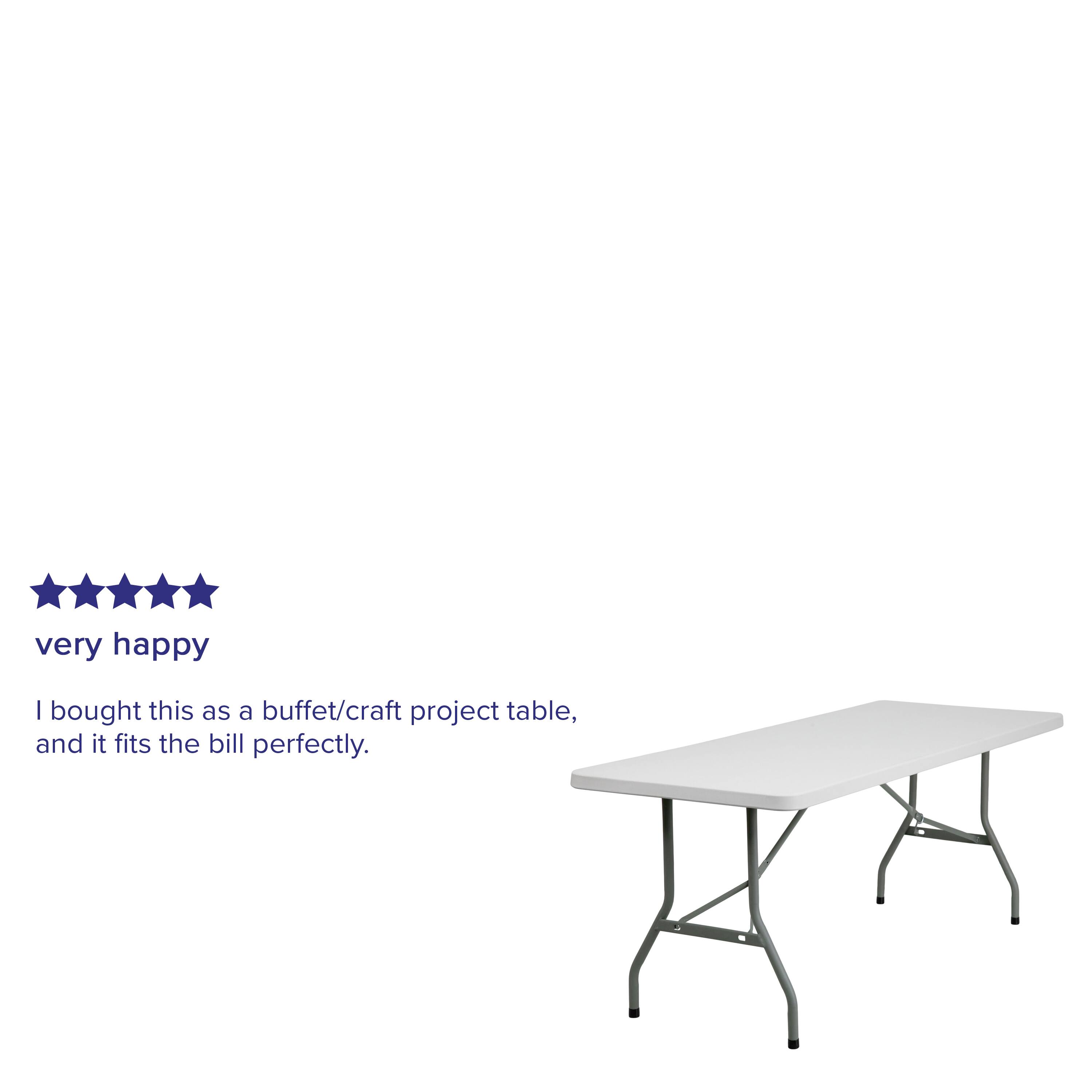 very happy

I bought this as a buffet/craft project table, and it fits the bill perfectly.