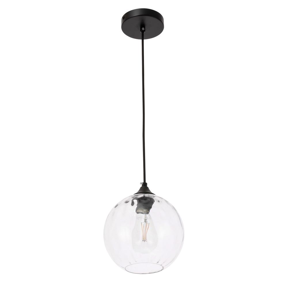 Alt View 6. Living District - Cashel 1 light Black and Clear glass pendant - Black And Clear Glass.