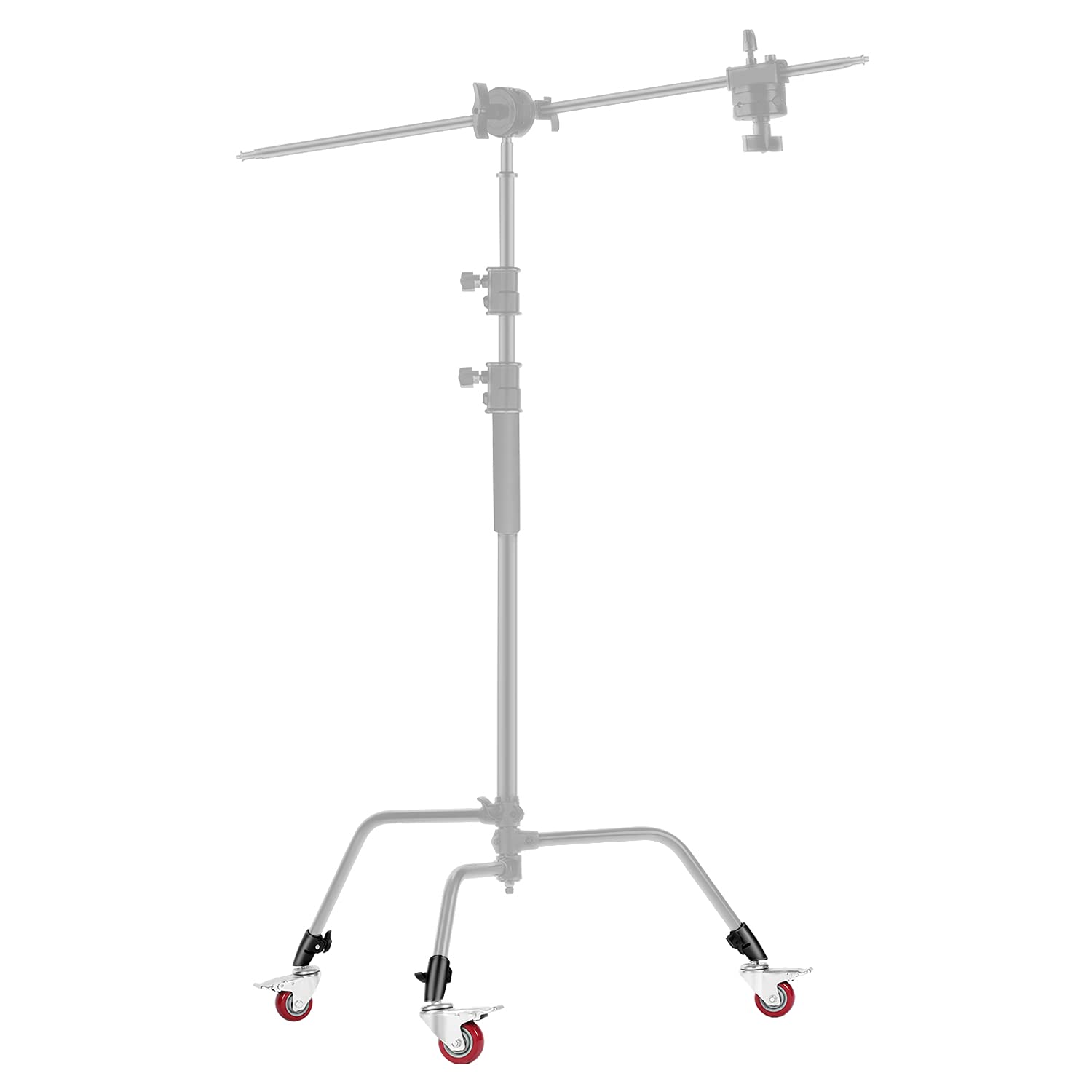 Angle. Neewer - 3-Pack 75mm Swivel Casters for C-Stand, Metal, Rubber Base, Black.