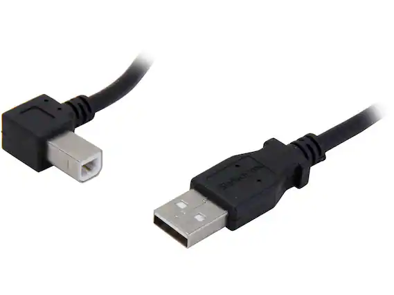 Front. StarTech.com - StarTech.com USBAB2ML Black USB 2.0 A to Left Angle B Cable - M/M.