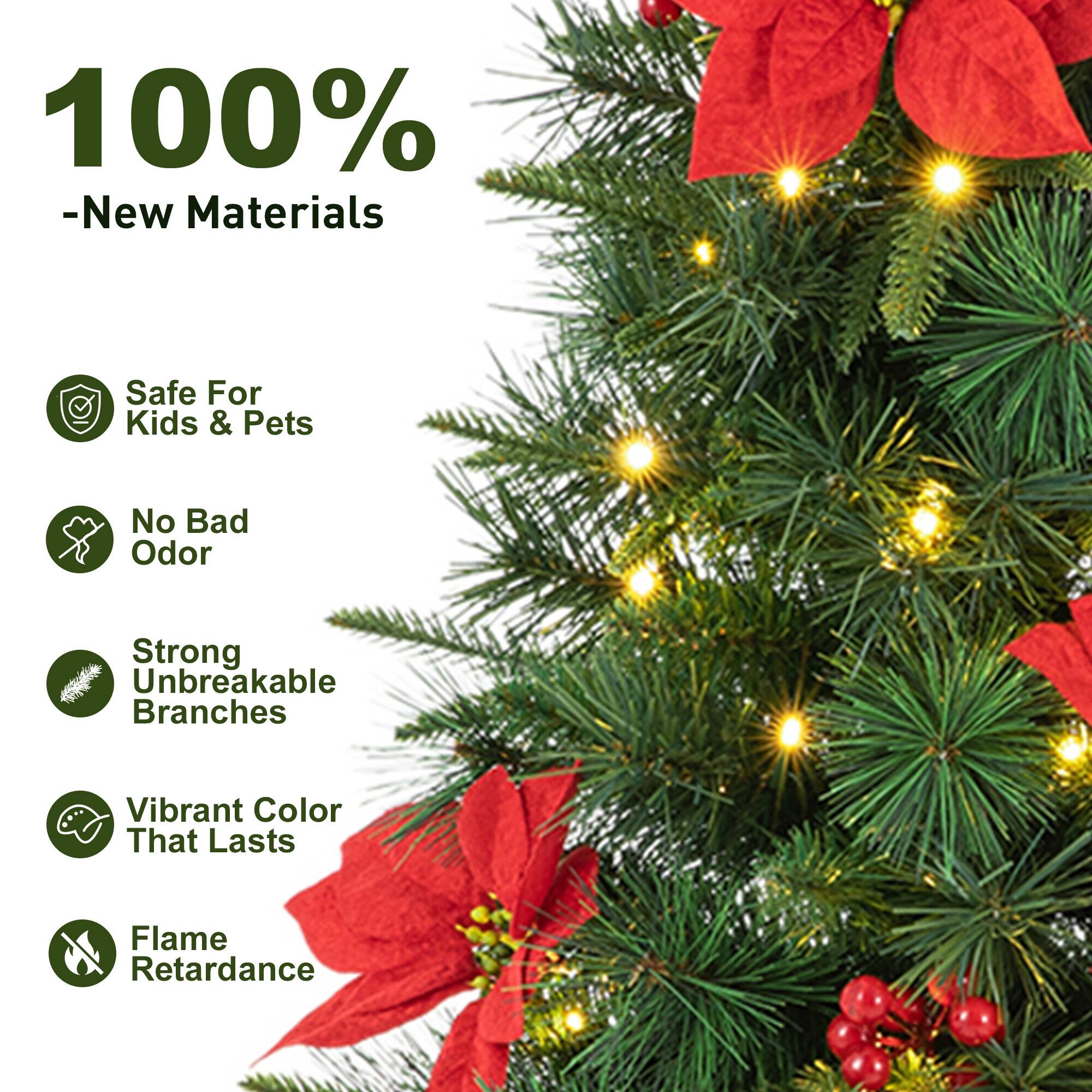100% - New Materials
Safe For Kids & Pets
No Bad Odor
Strong Unbreakable Branches
Vibrant Color That Lasts
Flame Retardance